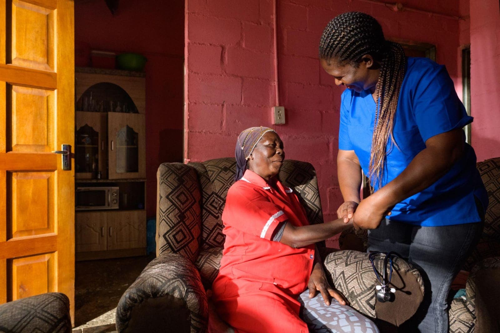 Verified caregiver providing bedside support